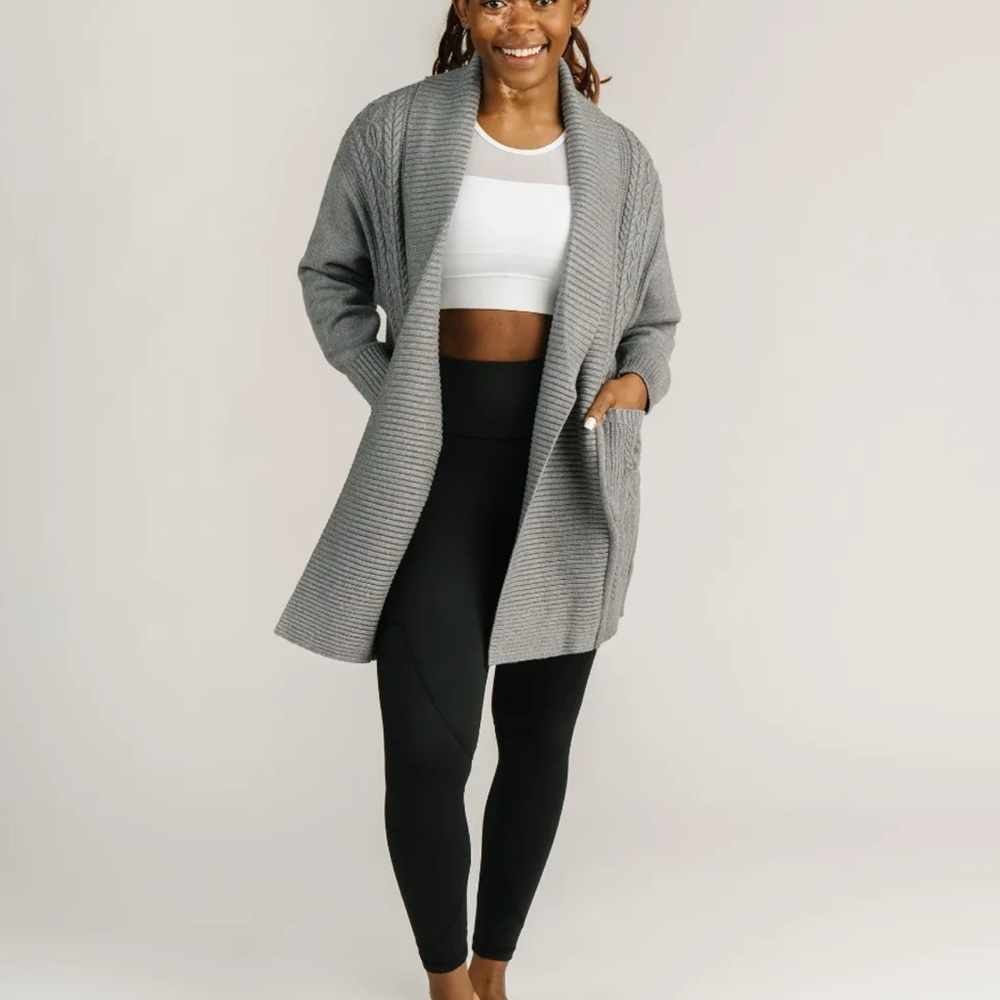Gray Open-Front Cardigan